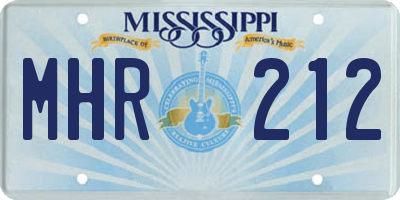 MS license plate MHR212