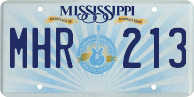 MS license plate MHR213