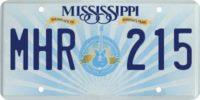 MS license plate MHR215