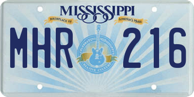 MS license plate MHR216