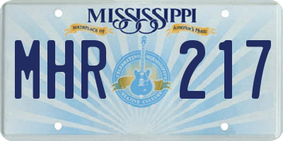 MS license plate MHR217