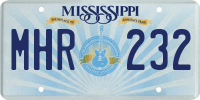 MS license plate MHR232