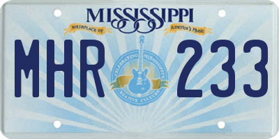 MS license plate MHR233