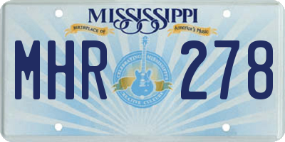 MS license plate MHR278