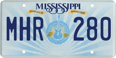 MS license plate MHR280