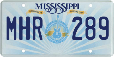 MS license plate MHR289