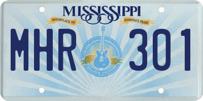 MS license plate MHR301