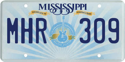 MS license plate MHR309