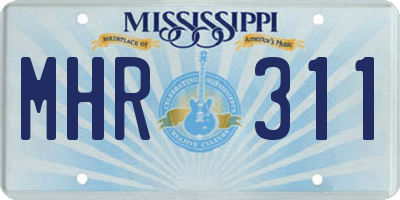 MS license plate MHR311