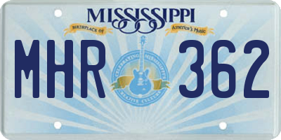 MS license plate MHR362