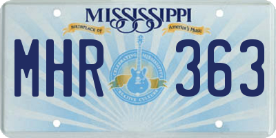 MS license plate MHR363