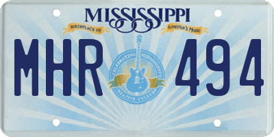MS license plate MHR494