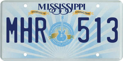 MS license plate MHR513