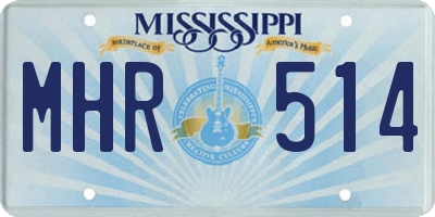MS license plate MHR514