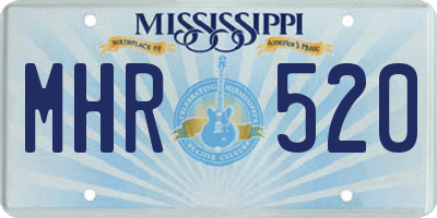 MS license plate MHR520