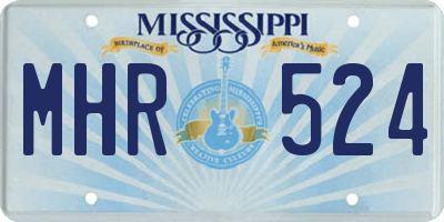 MS license plate MHR524
