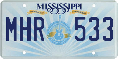 MS license plate MHR533