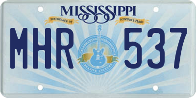 MS license plate MHR537