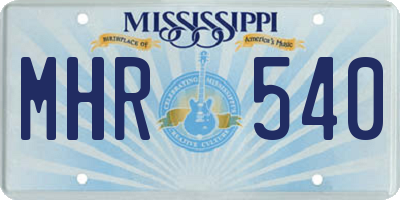 MS license plate MHR540