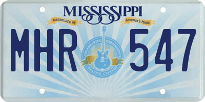 MS license plate MHR547