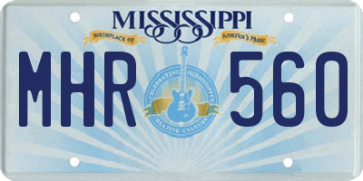 MS license plate MHR560