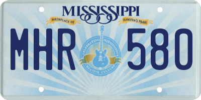 MS license plate MHR580