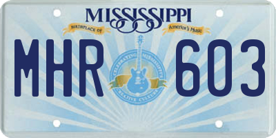 MS license plate MHR603