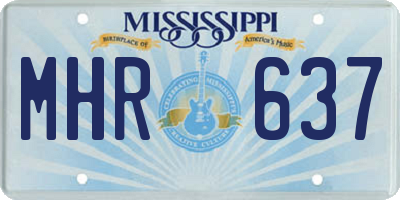 MS license plate MHR637