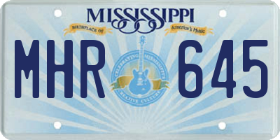 MS license plate MHR645