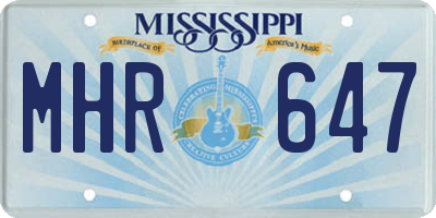 MS license plate MHR647