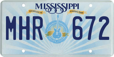 MS license plate MHR672
