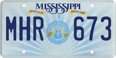 MS license plate MHR673