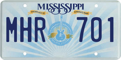 MS license plate MHR701