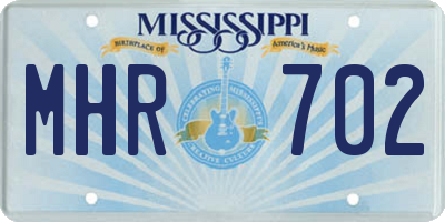 MS license plate MHR702