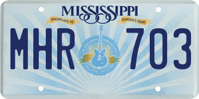 MS license plate MHR703