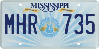 MS license plate MHR735