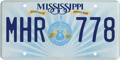 MS license plate MHR778