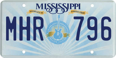 MS license plate MHR796