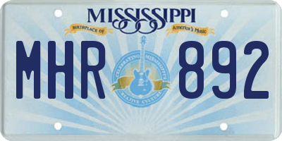 MS license plate MHR892