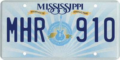 MS license plate MHR910