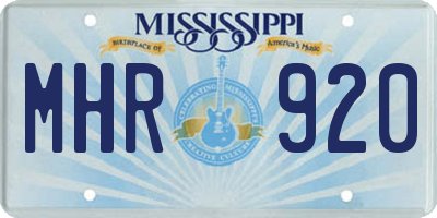 MS license plate MHR920