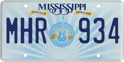 MS license plate MHR934