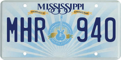 MS license plate MHR940