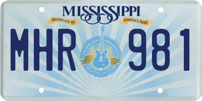 MS license plate MHR981