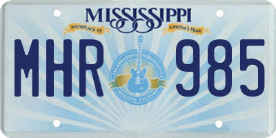 MS license plate MHR985