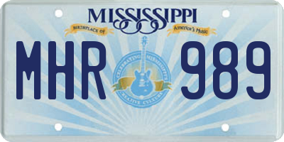 MS license plate MHR989