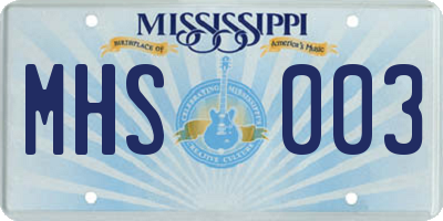 MS license plate MHS003