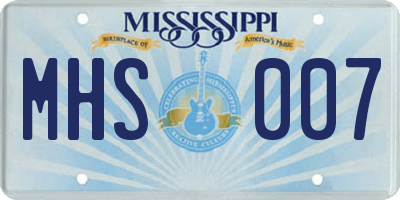 MS license plate MHS007