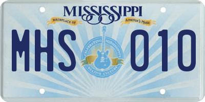MS license plate MHS010
