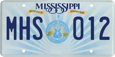 MS license plate MHS012